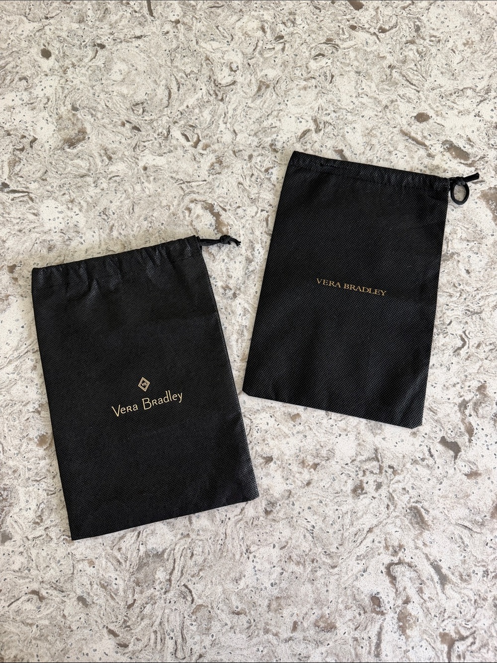 Vera Bradley Black Drawstring Dust/Accessory Bags - Gold Logo